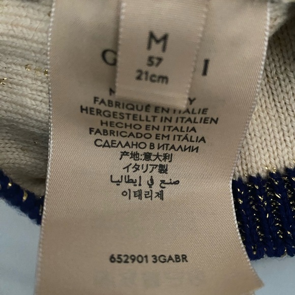 NWT Authentic Gucci Wool Hat Blue Crème Gold Size Med With Dust Bag - Picture 5 of 7